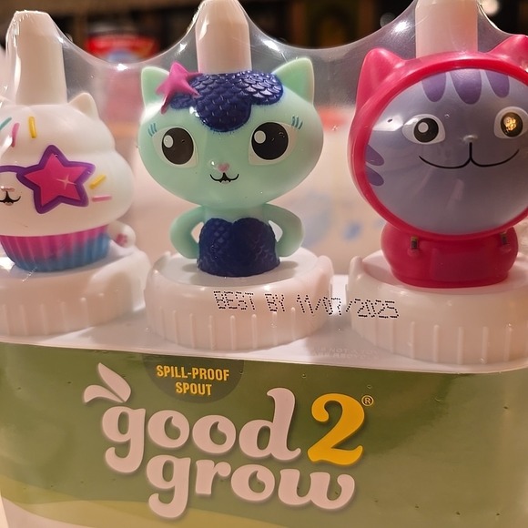 NEW Set 3 Good 2 Grow Juice Topper/Spout Gabby's Dollhouse Cakey Gabby DJ Catnip - Picture 2 of 4